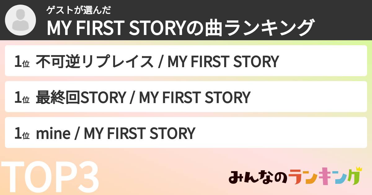 ゲストさんの「MY FIRST STORYの曲ランキング」