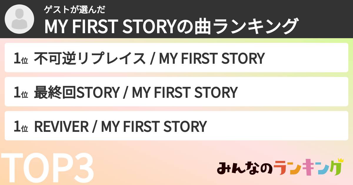 ゲストさんの「MY FIRST STORYの曲ランキング」