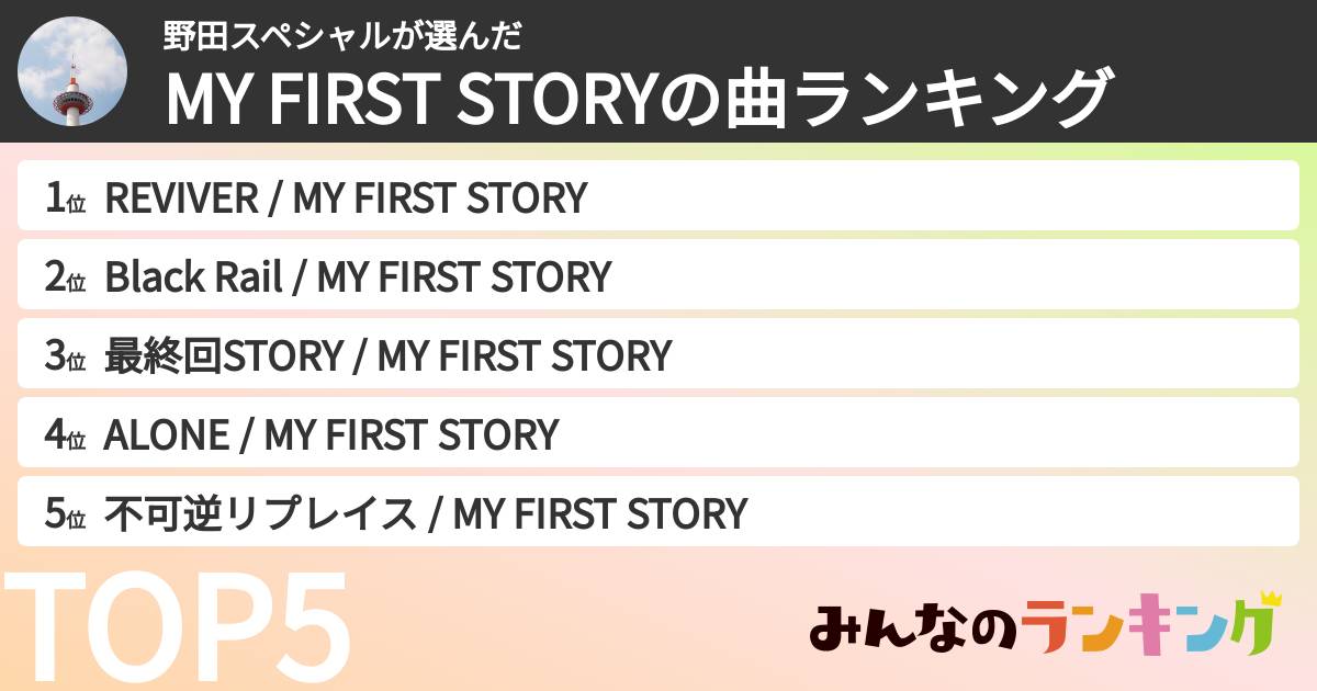 野田スペシャルさんの「MY FIRST STORYの曲ランキング」