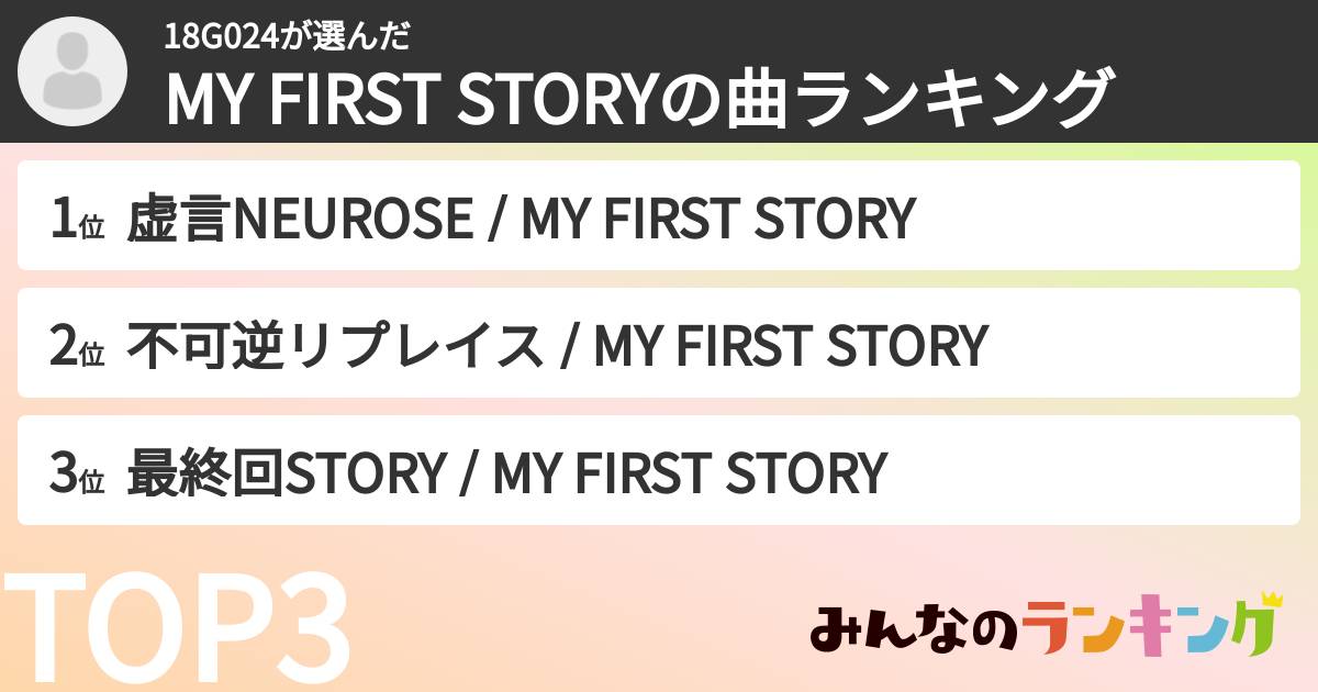 18G024さんの「MY FIRST STORYの曲ランキング」