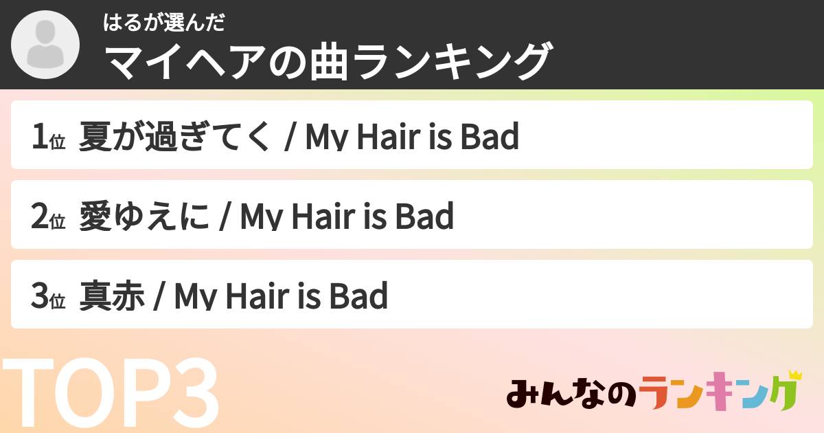 はるさんの「マイヘアの曲ランキング」