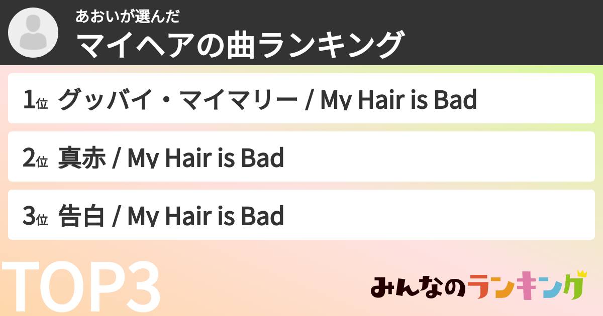 あおいさんの「マイヘアの曲ランキング」