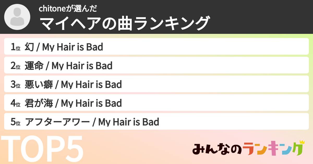 chitoneさんの「マイヘアの曲ランキング」