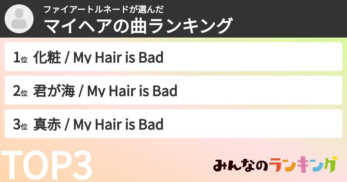 ファイアートルネードさんの「マイヘアの曲ランキング」