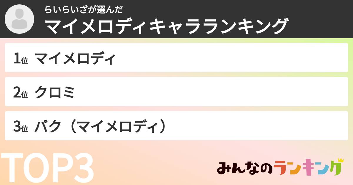 らいらいざさんの「マイメロディキャラランキング」
