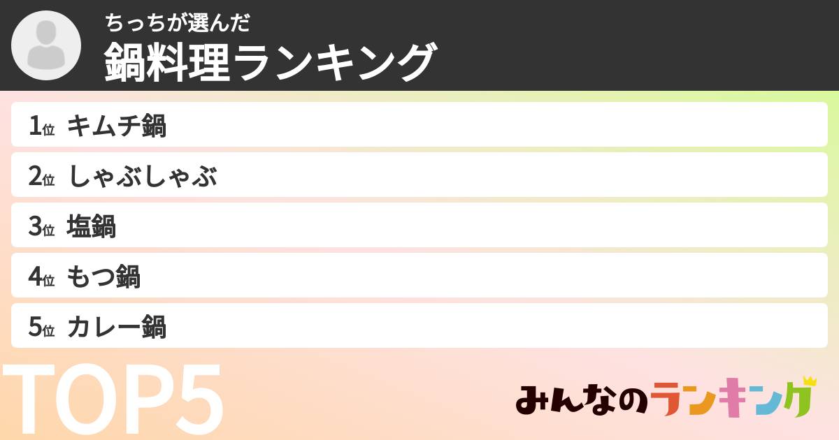 ちっちさんの「鍋料理ランキング」