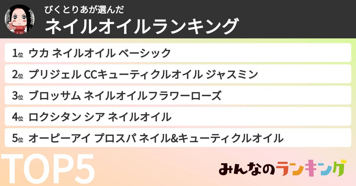 びくとりあさんの「ネイルオイルランキング」