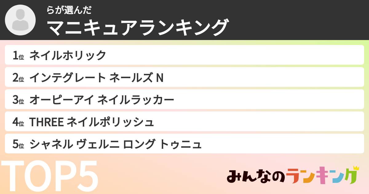らさんの「マニキュアランキング」