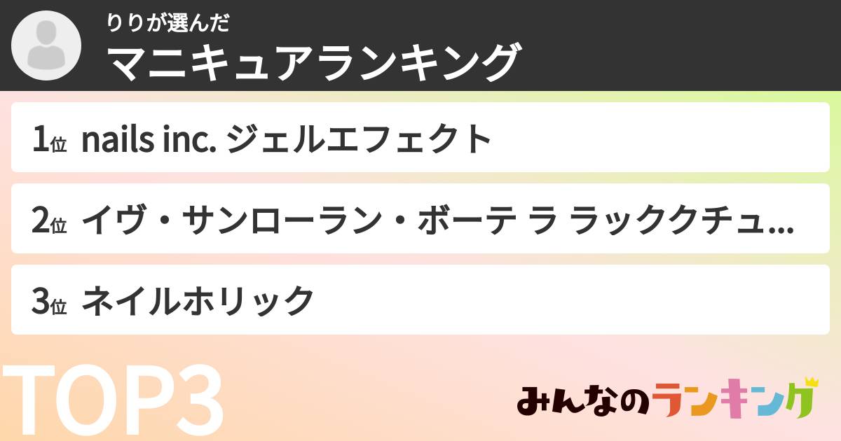 りりさんの「マニキュアランキング」