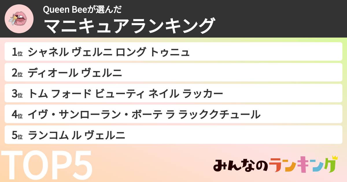 Queen Beeさんの「マニキュアランキング」