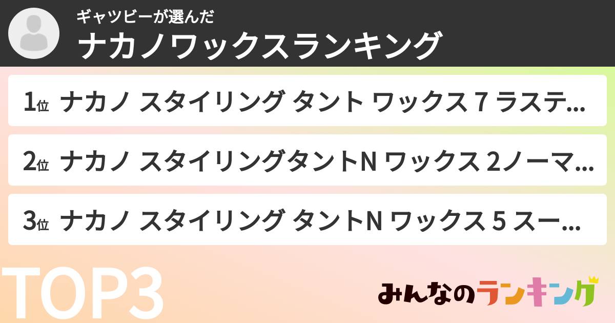 ギャツビーさんの「ナカノワックスランキング」