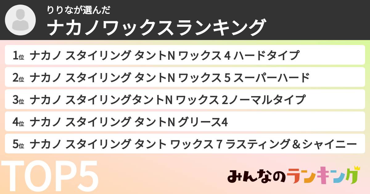 りりなさんの「ナカノワックスランキング」