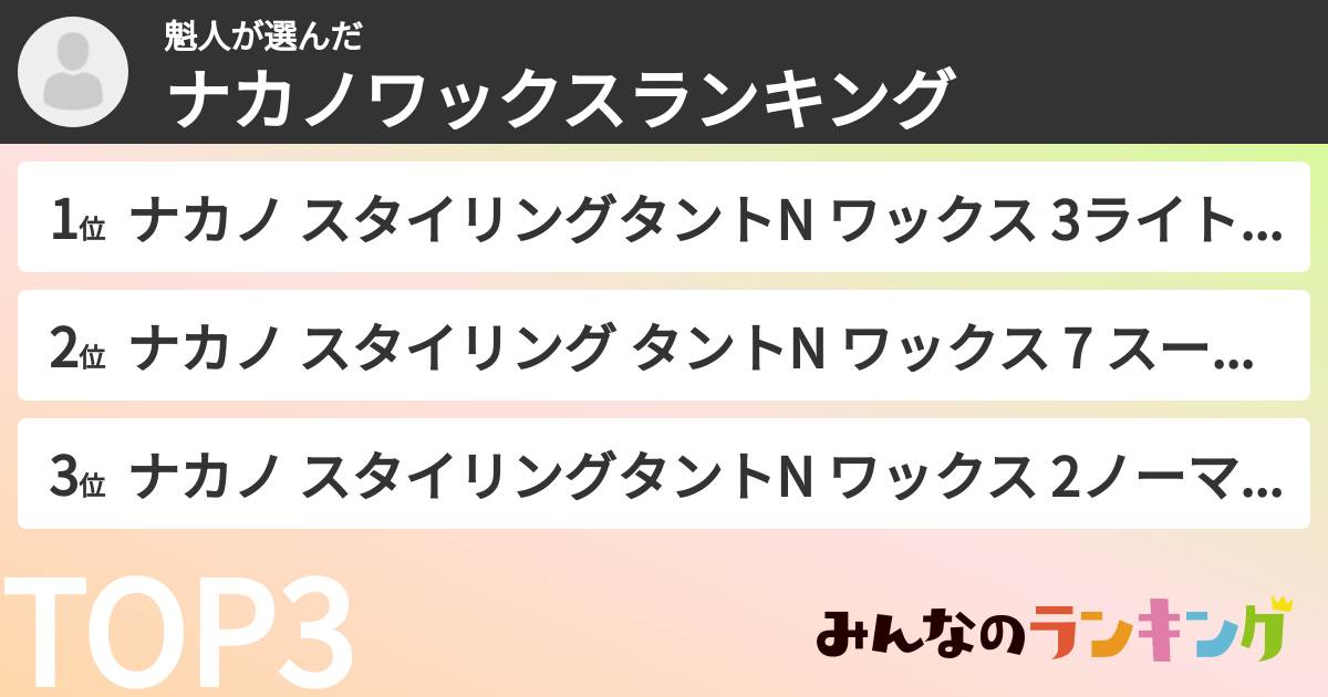 魁人さんの「ナカノワックスランキング」