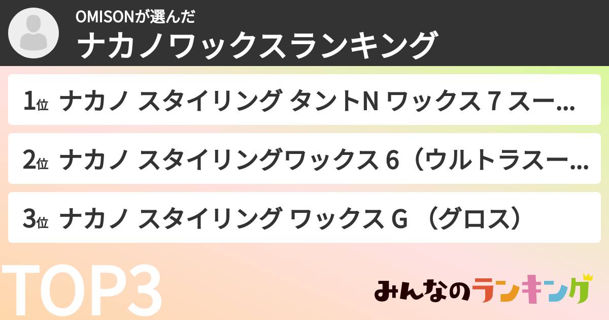 OMISONさんの「ナカノワックスランキング」