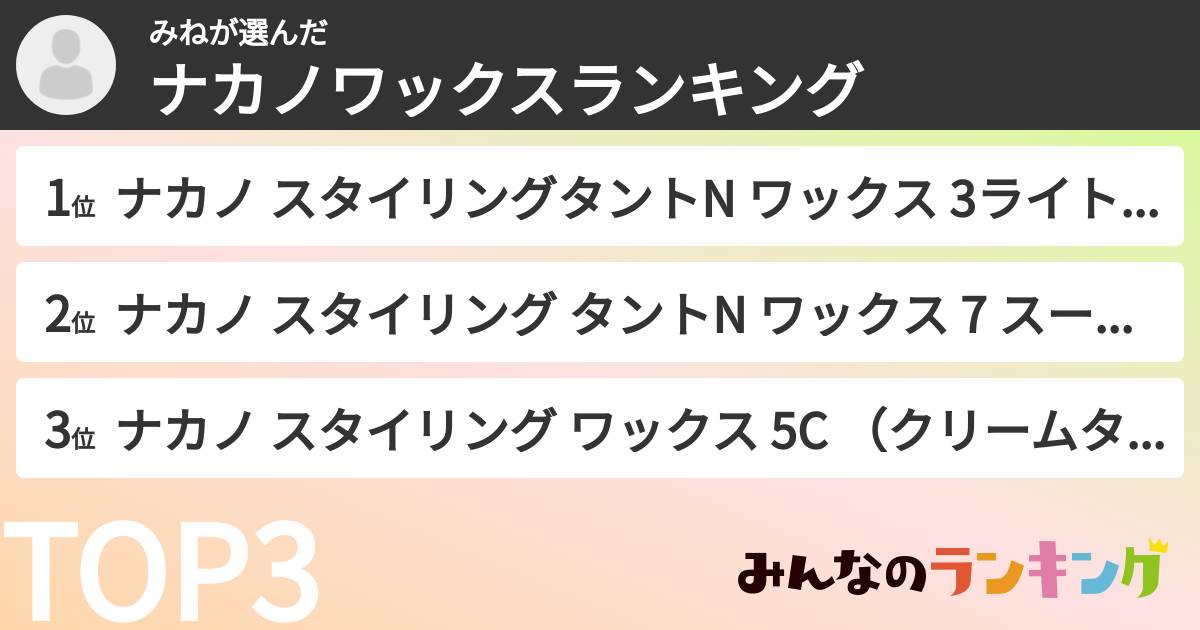 みねさんの「ナカノワックスランキング」