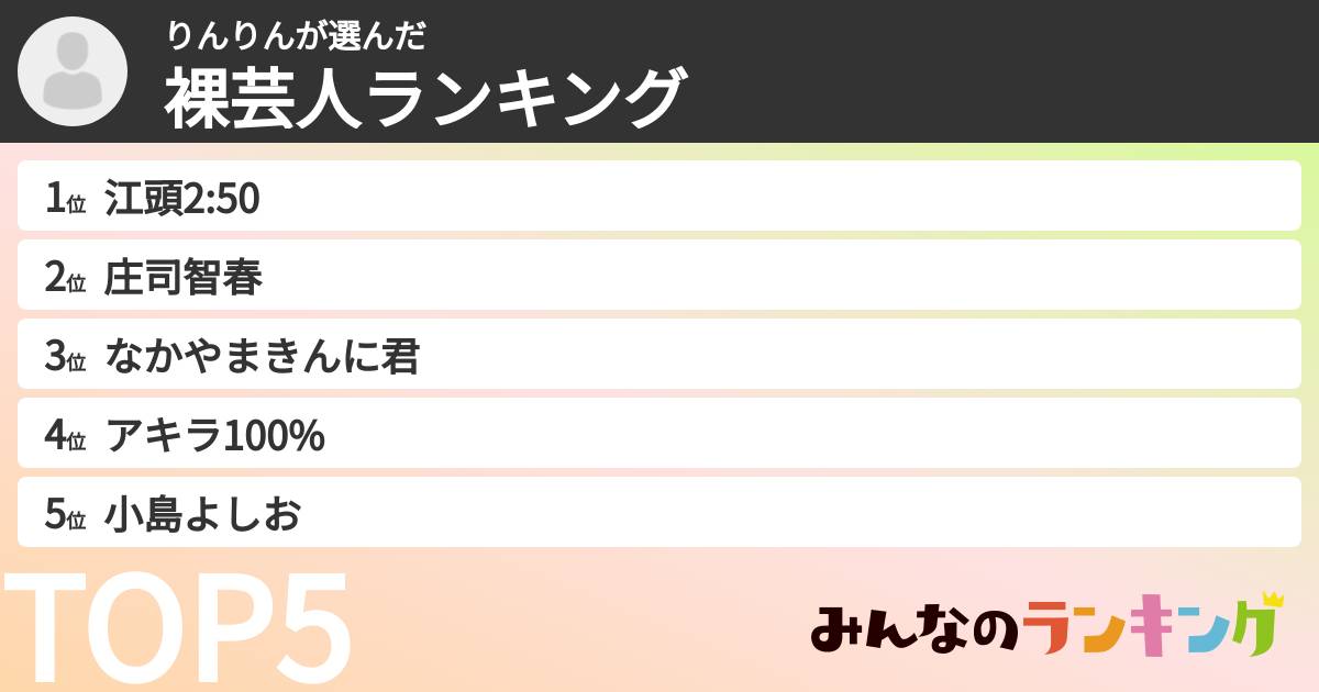 りんりんさんの「裸芸人ランキング」