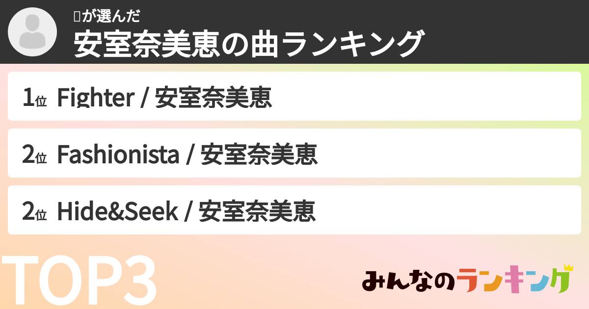 😭さんの「安室奈美恵の曲ランキング」