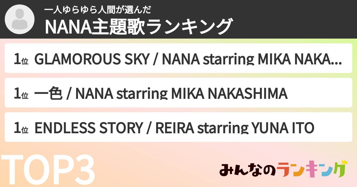一人ゆらゆら人間さんの「NANA主題歌ランキング」