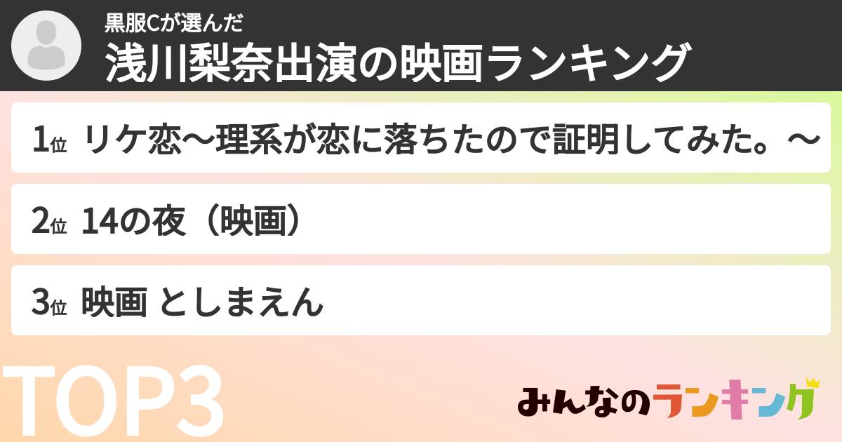 黒服Cさんの「浅川梨奈出演の映画ランキング」