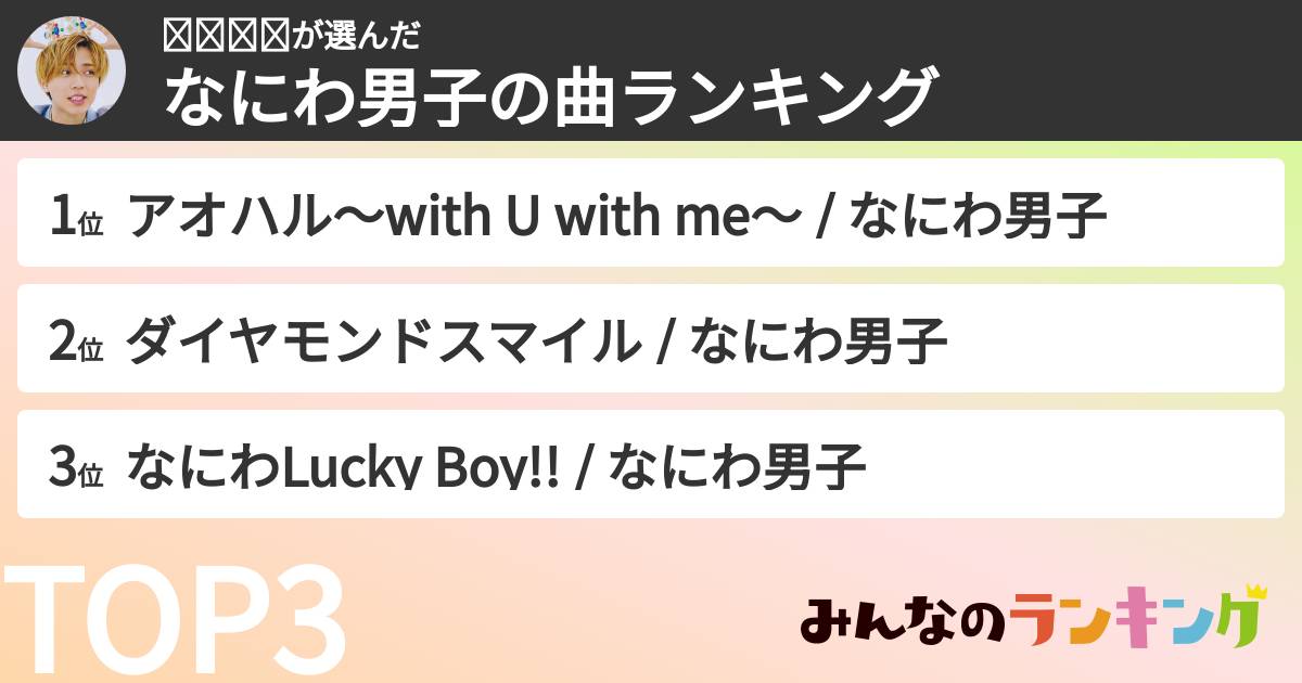 𝑟𝑖𝑘𝑜さんの「なにわ男子の曲ランキング」