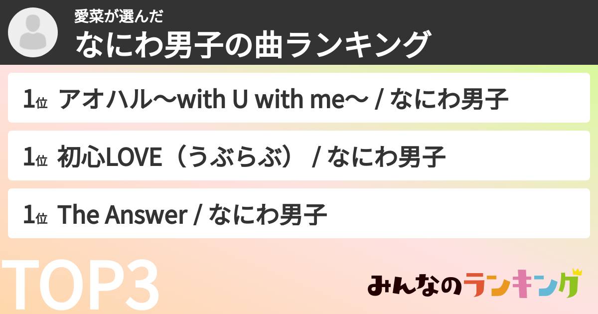 愛菜さんの「なにわ男子の曲ランキング」