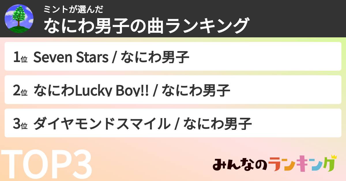 ミントさんの「なにわ男子の曲ランキング」