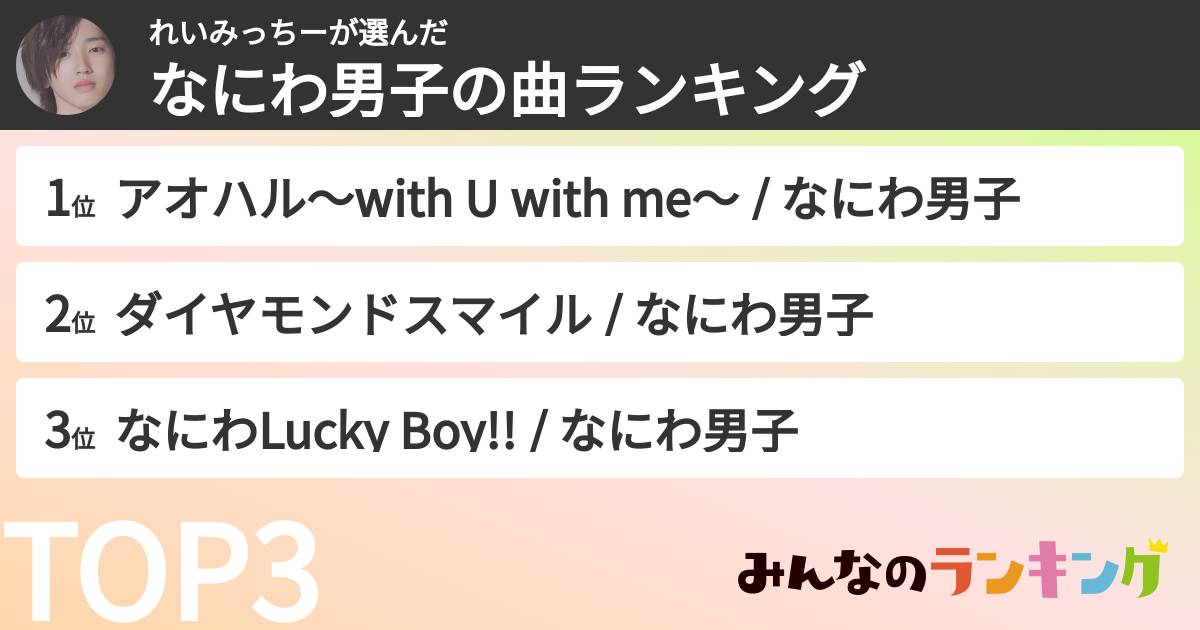 れいみっちーさんの「なにわ男子の曲ランキング」