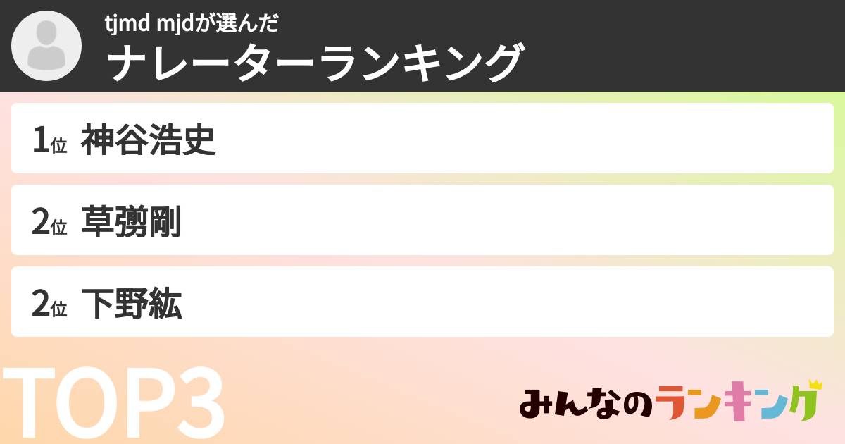 tjmd mjdさんの「ナレーターランキング」