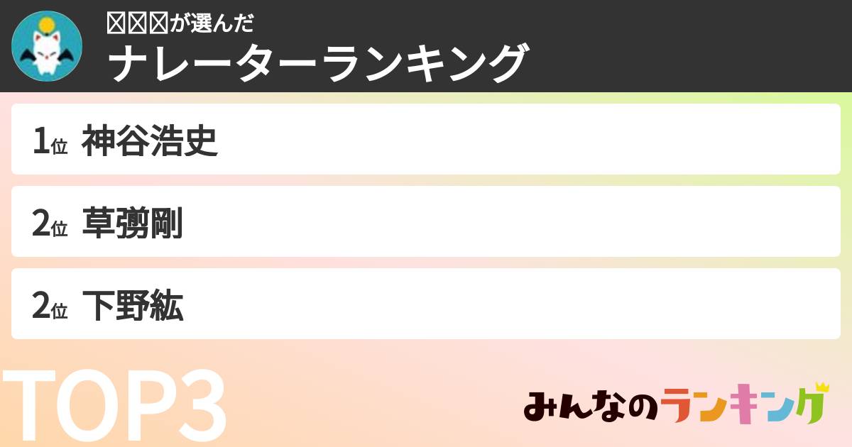 𝗮𝘆𝘀さんの「ナレーターランキング」
