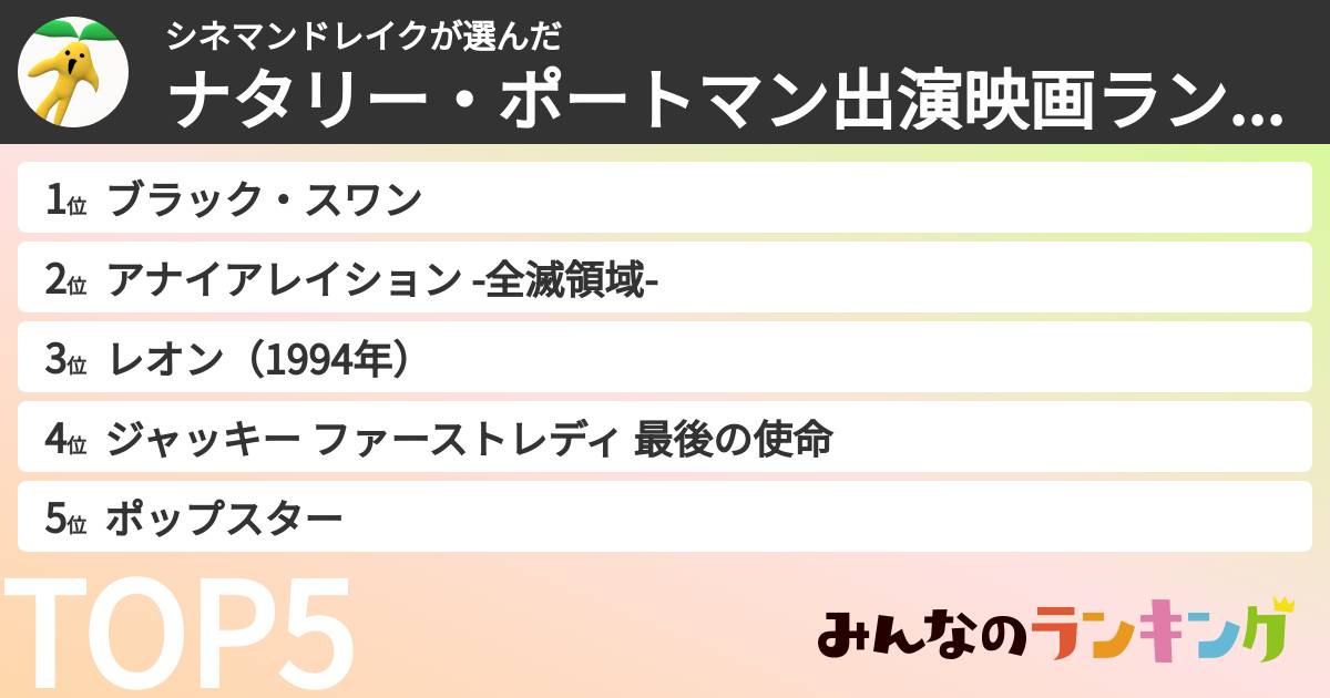 シネマンドレイクさんの「ナタリー・ポートマン出演映画ランキング」