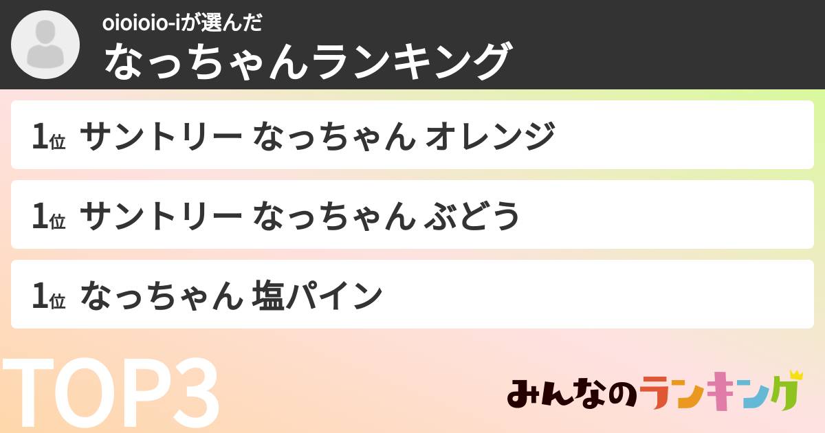 oioioio-iさんの「なっちゃんランキング」