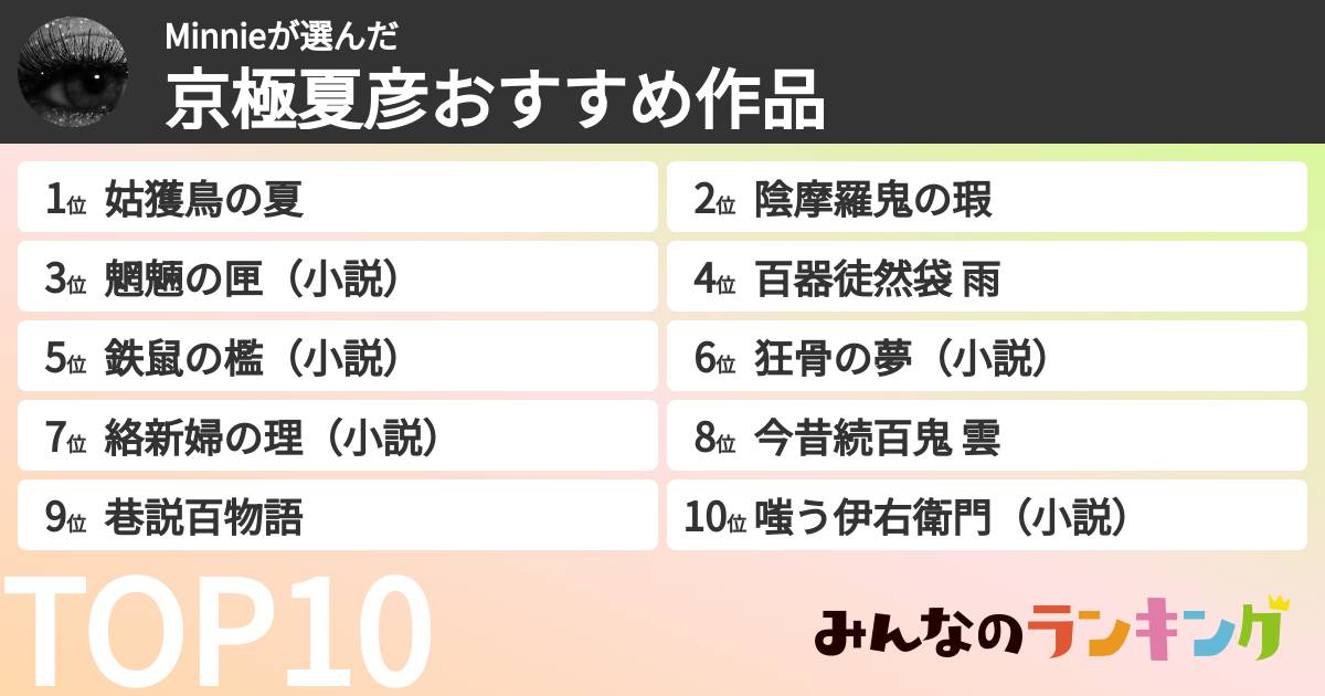 Minnieさんの「京極夏彦おすすめ作品」