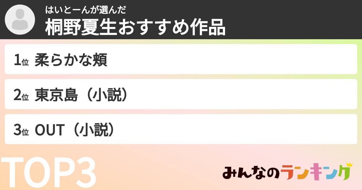 はいとーんさんの「桐野夏生おすすめ作品」