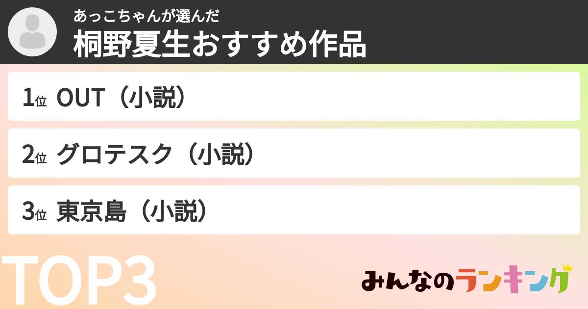 あっこちゃんさんの「桐野夏生おすすめ作品」