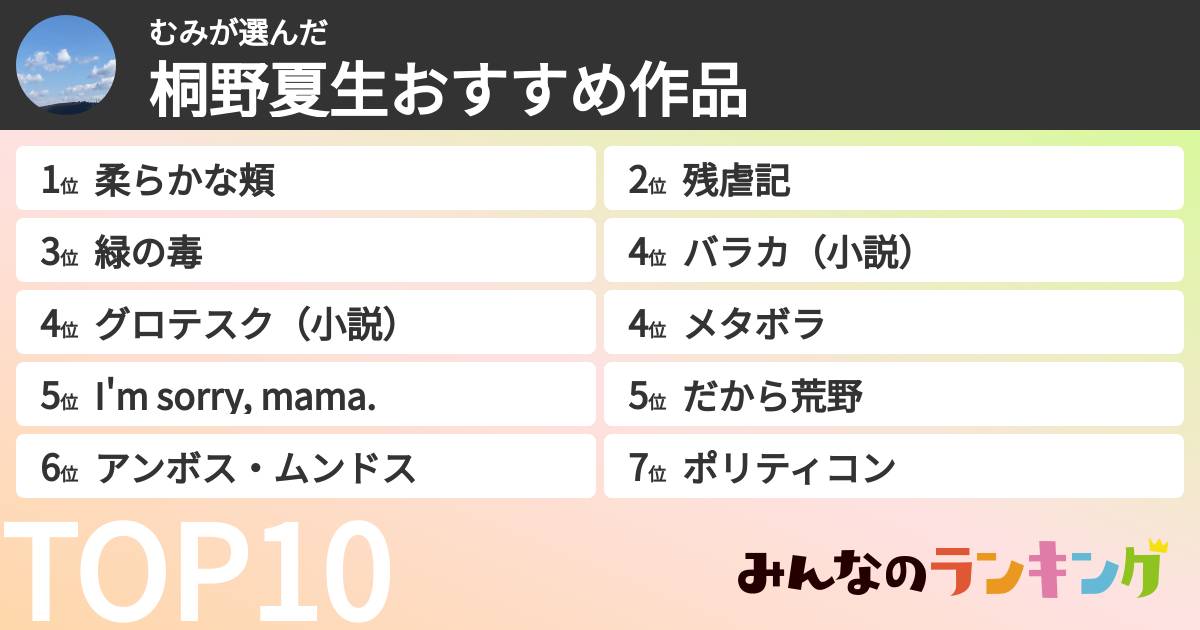 むみさんの「桐野夏生おすすめ作品」