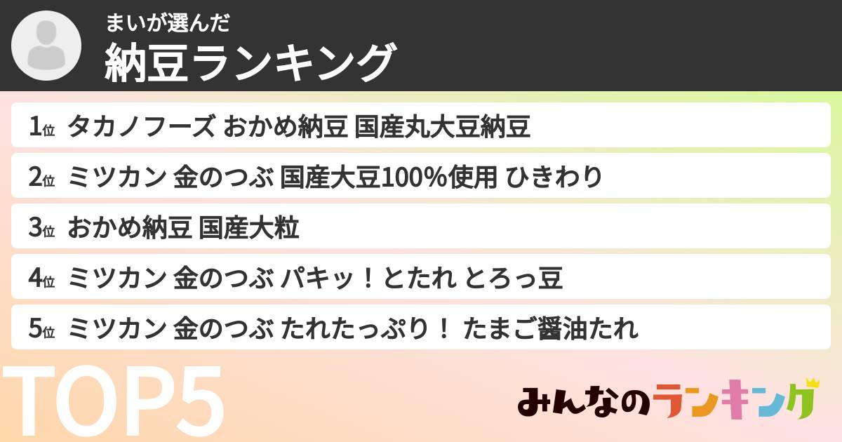 まいさんの「納豆ランキング」
