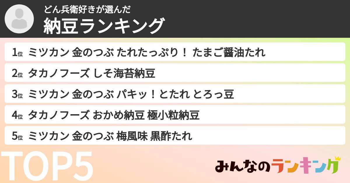 どん兵衛好きさんの「納豆ランキング」