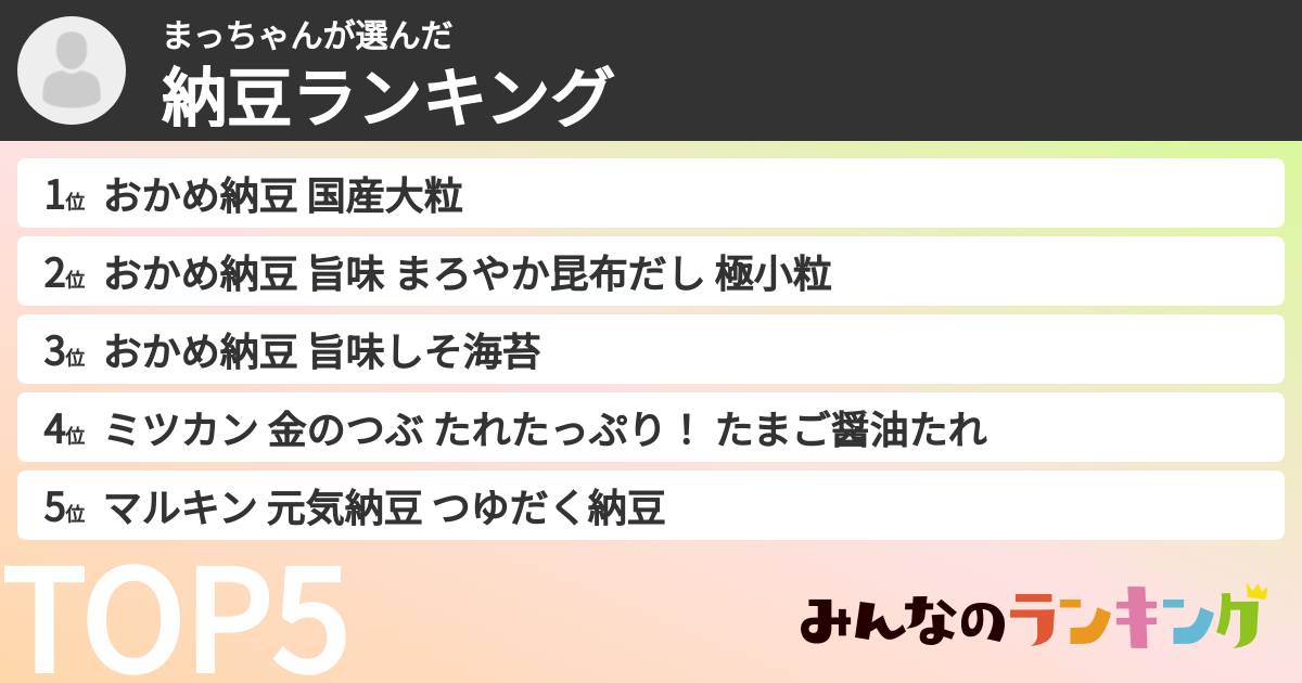 まっちゃんさんの「納豆ランキング」