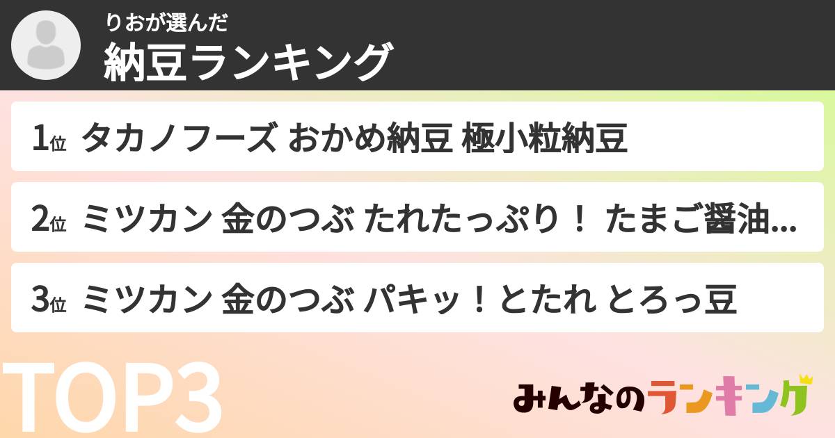 りおさんの「納豆ランキング」