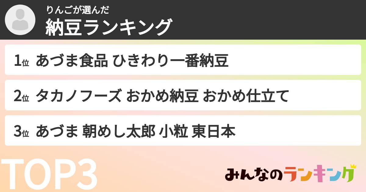 りんごさんの「納豆ランキング」