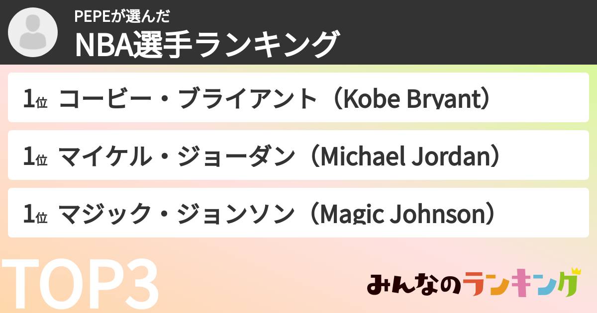 PEPEさんの「NBA選手ランキング」