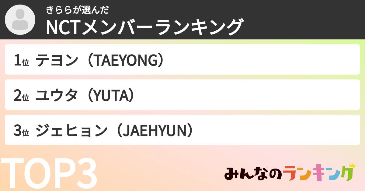きららさんの「NCTメンバーランキング」