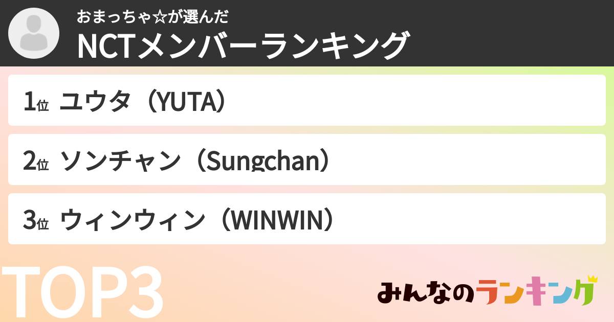 おまっちゃ☆さんの「NCTメンバーランキング」