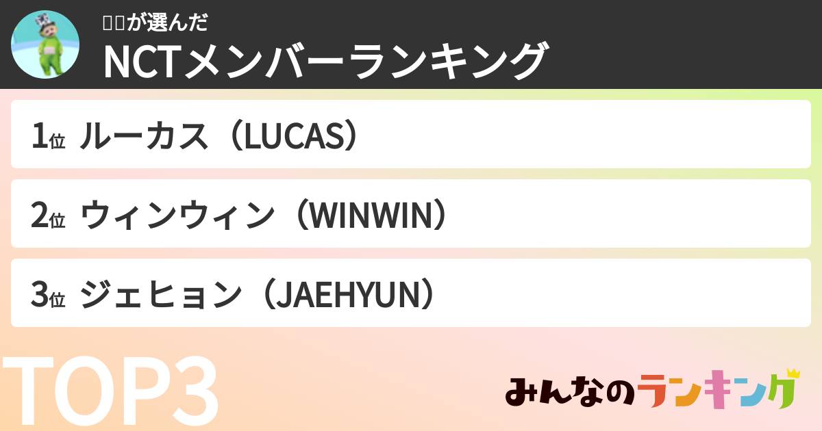 뚜비さんの「NCTメンバーランキング」