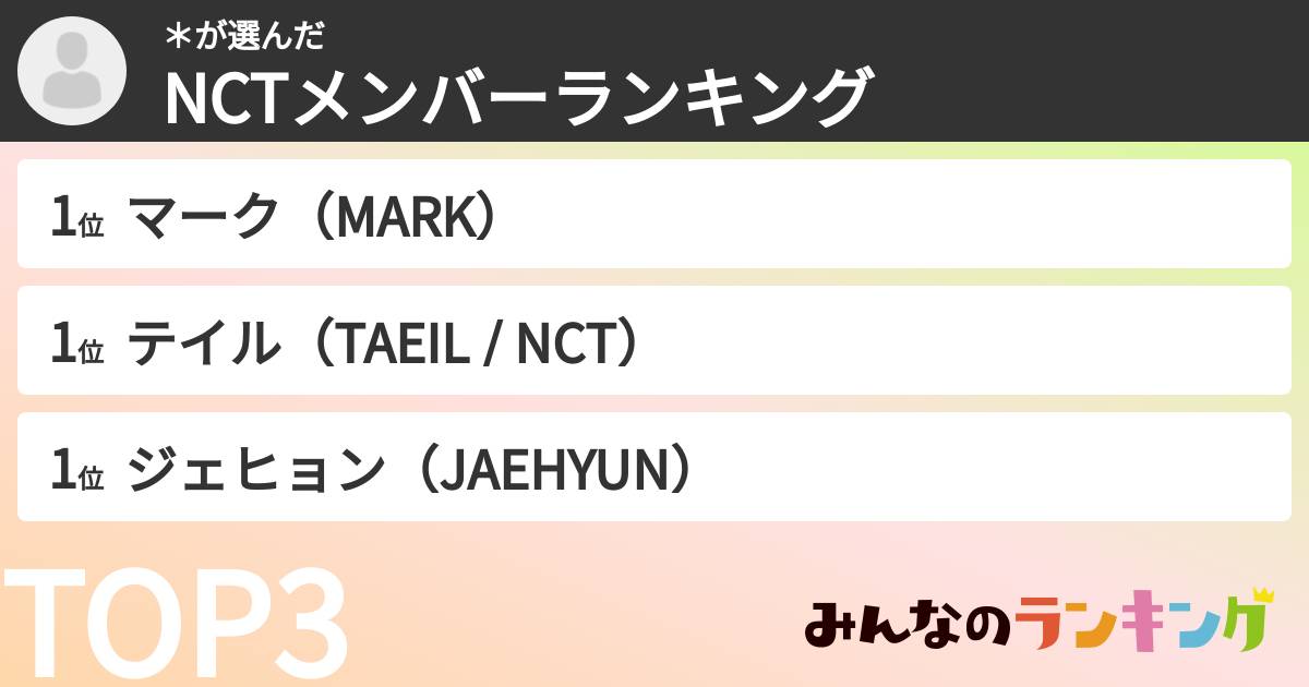 ＊さんの「NCTメンバーランキング」