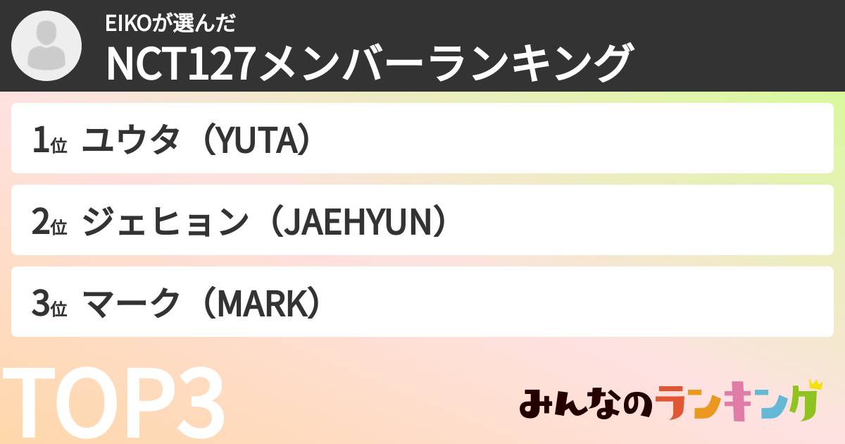 EIKOさんの「NCT127メンバーランキング」