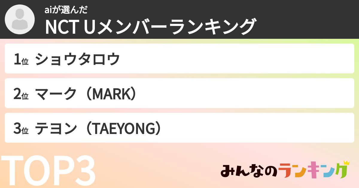 aiさんの「NCT Uメンバーランキング」