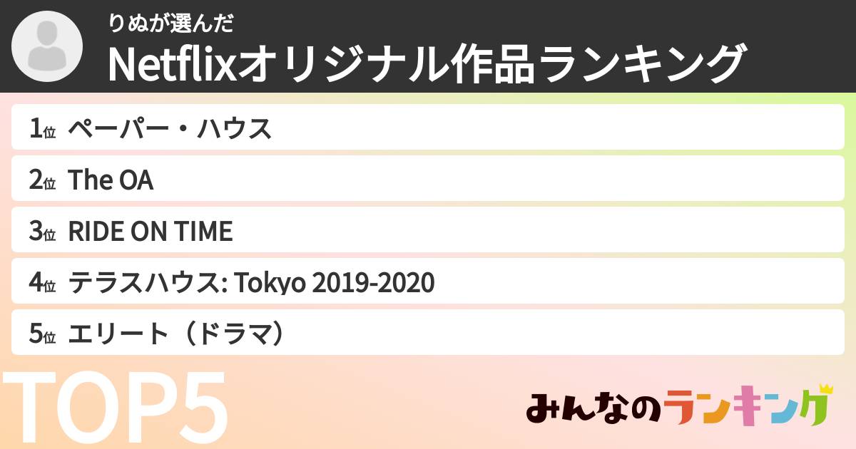 りぬさんの「Netflixオリジナル作品ランキング」