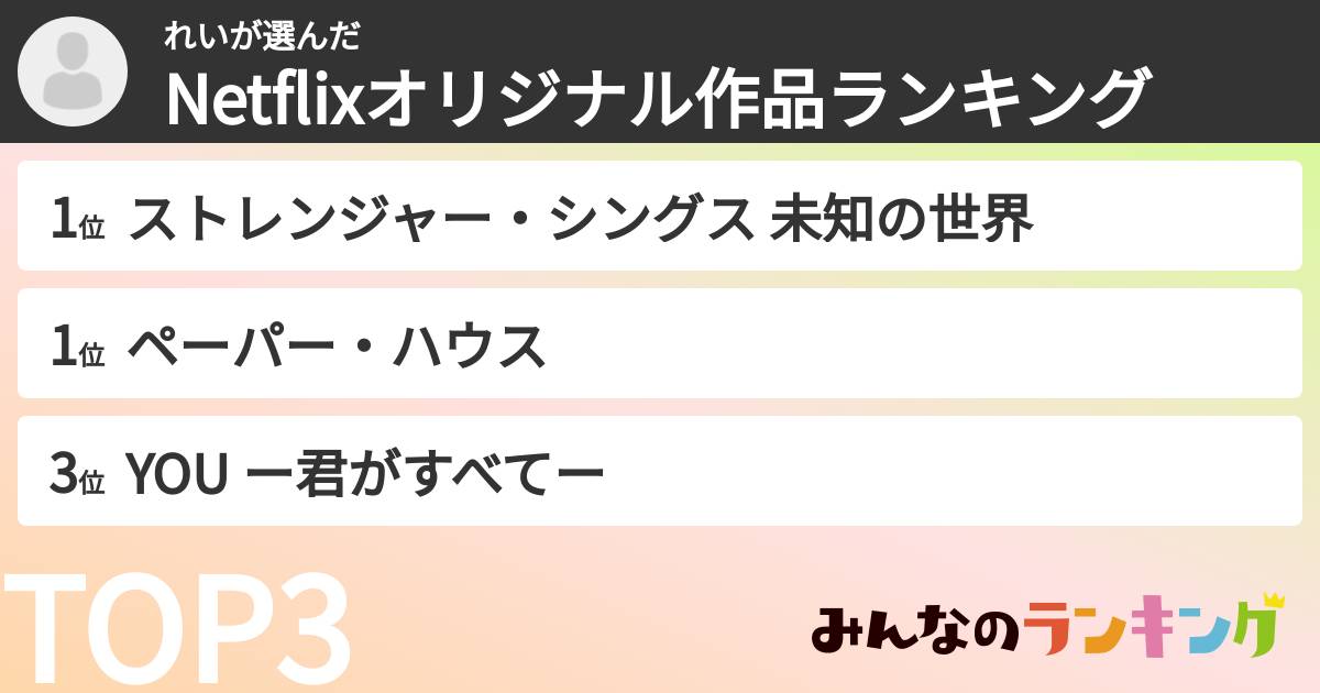 れいさんの「Netflixオリジナル作品ランキング」