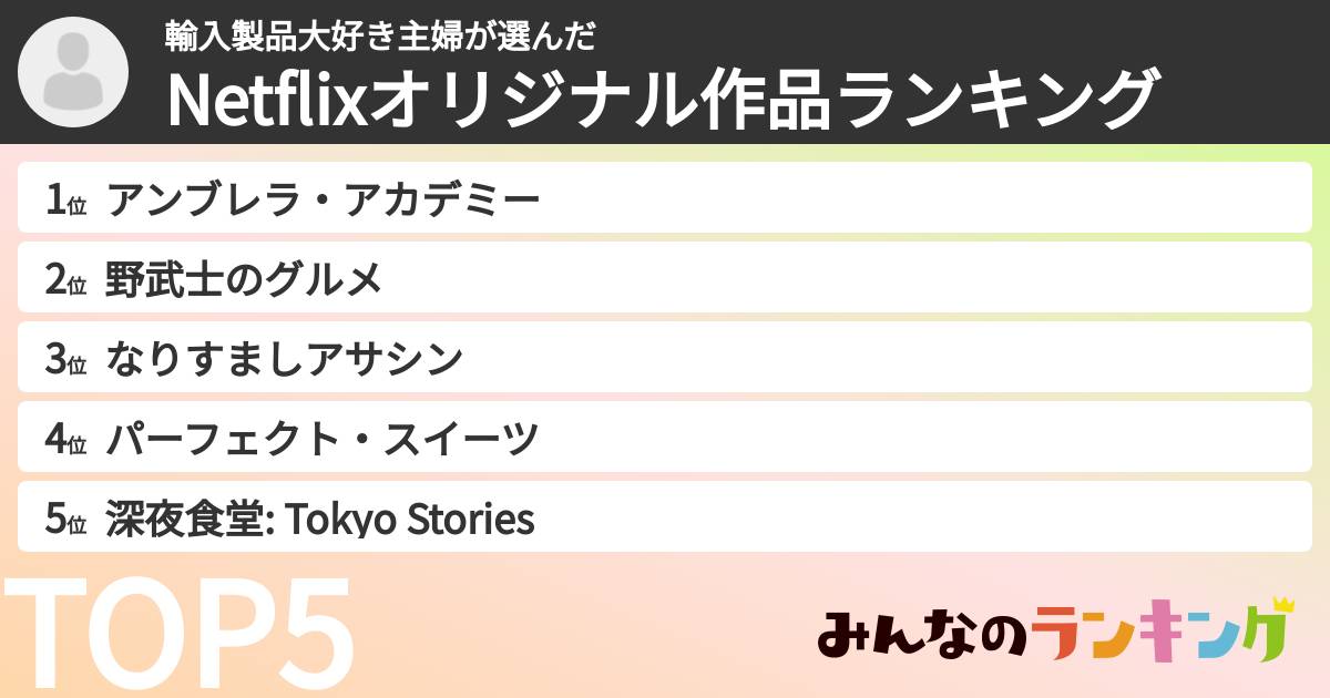 輸入製品大好き主婦さんの「Netflixオリジナル作品ランキング」